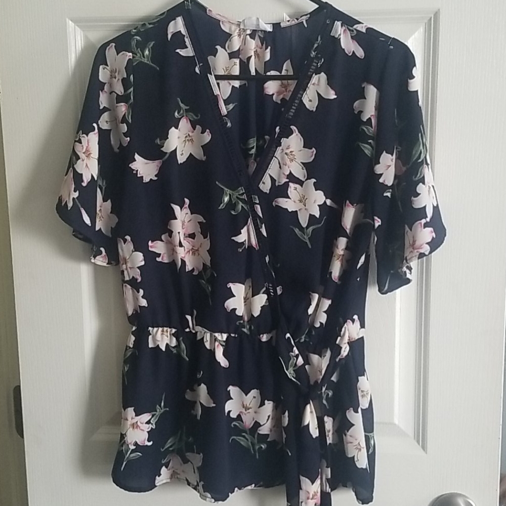 Sienna Sky Peplum Side Tie Flowered Top